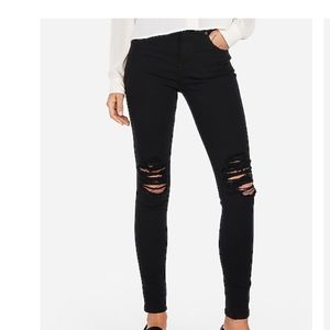 Express high waisted black jeans with busted knees